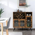 Costway Buffet Sideboard Kitchen Storage Cupboard w/ Glass Door & Adjustable Shelves